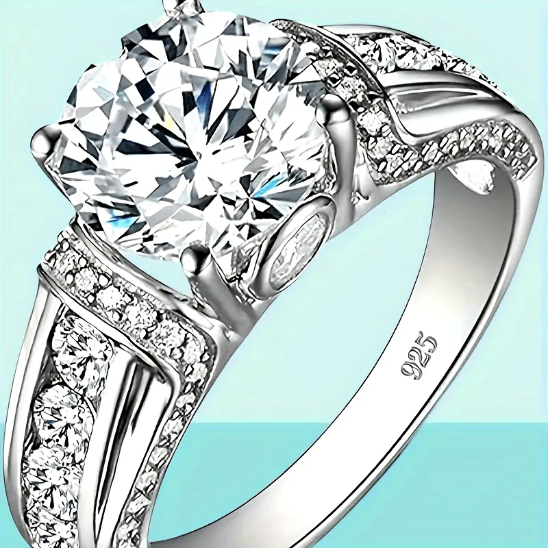 1pc S925 925 Silver Inlaid 3-Moissanite Both Men And Women, Luxurious, Simple, Fashionable, Elegant, Men's Gift Women, Same Style Proposal Suitable Daily Wear, Gift And, Holiday Gift