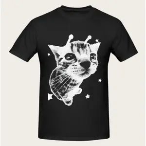 Y2K Alien Cat Meme Graphic T-Shirt Retro Silly Kitty Vintage Funny Shirt 100% Cotton Breathable Soft Tee Streetwear Casual Summer Outfit Aesthetic Graphic Tee for Men Women Trendy Harajuku Style Top Cute Meme Shirt Gift Idea for Him Her