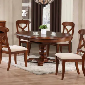 Sunset Trading Andrews 48" Round or 66" Oval Butterfly Leaf Extendable Dining Table | Chestnut Brown | Seats 6 DLU-ADW4866-CT