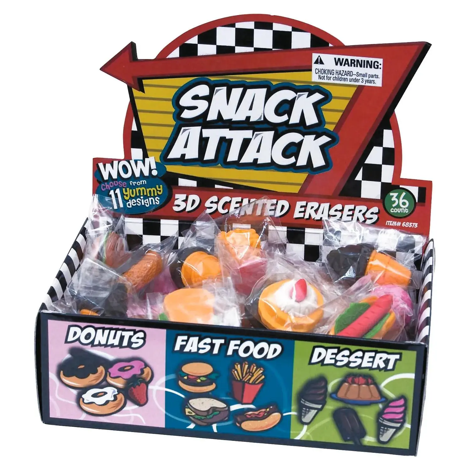 1" - 1 1/2" Snack Attack Food Style Scented Erasers - 36 Pc.