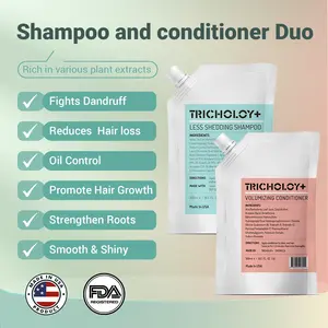 [Shampoo Conditioner Set] Tricholoy - Anti-Hair Fall & Less Shedding & Volumizing | Biotin, Arginine & Oleanolic Acid | Strengthens Roots | Promotes Hair Growth | Oil Control & Scalp Nourishment | 300ML