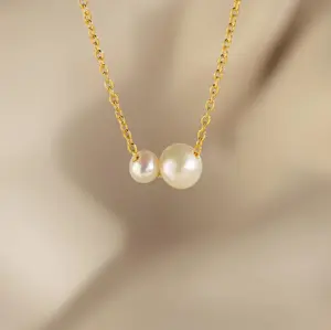 Dainty Duo Pearl Necklace by Caitlyn Minimalist
