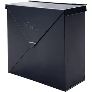 Waterproof Wall Mount Mailboxes for Outside, 10 x 10 x 4 inch Black Chicago Style Mail Box for Outdoor Use