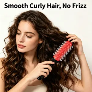 Classic Cushion Hairbrush with Rubber Pad & Non-Slip Grip Handle | Premium Nylon Bristle Comb | Anti-Static, Ideal for Detangling, Separating, Shaping, Blow Drying & Styling | Perfect for Thick, Curly & All Hair Types