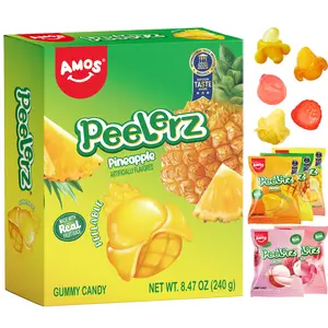 AMOS Peelerz Gomitas Pelables de Frutas Exóticas – 5 Sabores de Fruta (Mango, Durazno, Plátano, Piña y Lichi) + Mezcla de Frutos Rojos y Kiwi | 240 g (8.47 oz) | Envueltas Individualmente-MX