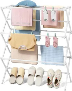 Clothes Drying Rack, Collapsible Drying Rack Clothing with 11 Poles, 3-Tier Laundry Drying Rack, Small Clothes Drying Rack Foldable for Baby Clothes Sock, 25lb Capacity, White