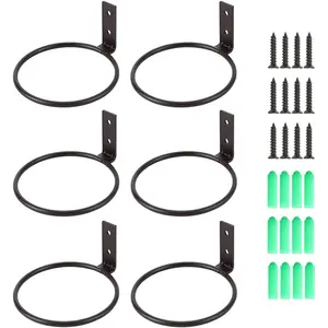6 Pack 4in Flower Pot Holder Ring Wall Mounted Metal Planter Hooks Hangers Wall Bracket