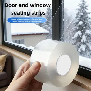 Weather Seal Tape 2 Inch x 33 FT Clear Residue-Free Insulation Caulk for Doors Windows & Shower Glass Gaps High Low Temperature Resistant Nano Polymer Material