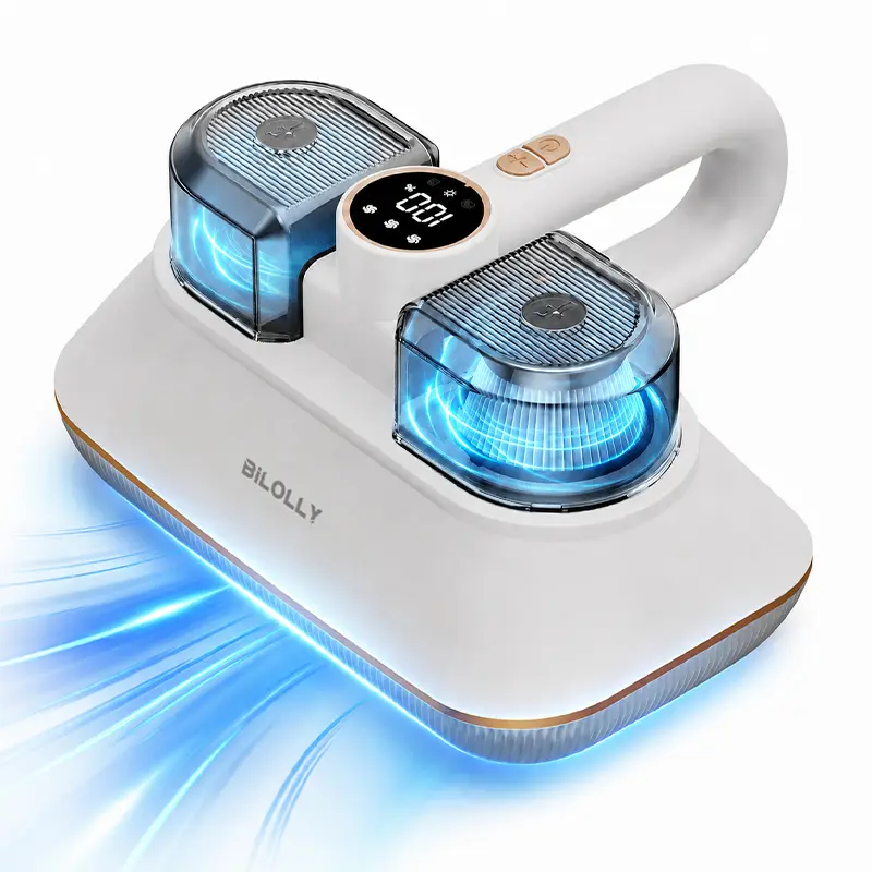 BiLOLLY Cordless Handheld Mattress Vacuum Cleaner - Anti-Dust Mite, Mini Rechargeable Portable Cordless, Spot Cleaner with 16000Pa Suction, LED Display, 1-Touch Operation, Dual Dust Cup, Anti-Tangle Roller, Low Noise for Bedding, Sofa, Anti-Dust Mite Vacu