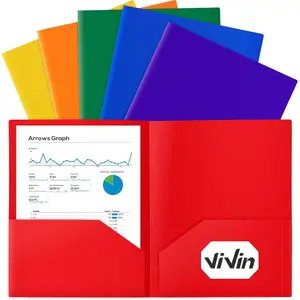 6-Pack Plastic Folders with Pockets, Poly Folder with 2 Pockets, Assorted Folders Hold US Letter Size Paper for School/Office/Home