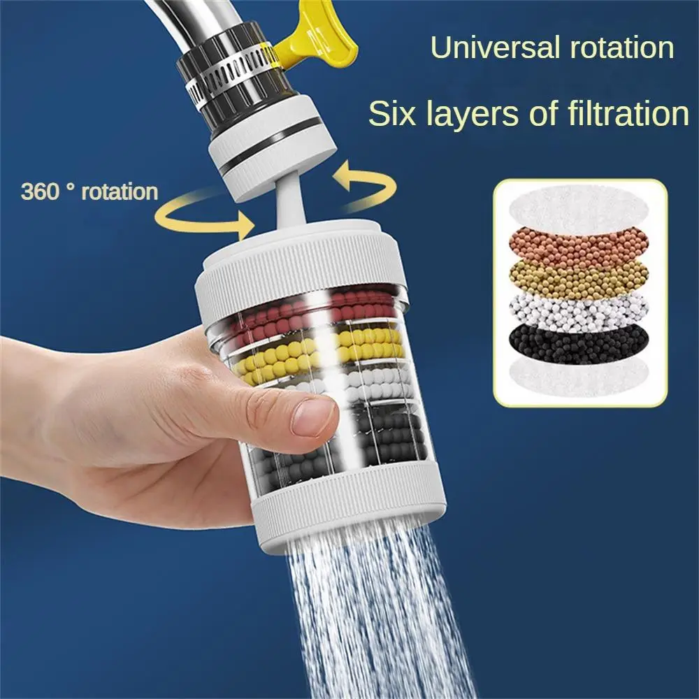 6-layer Faucet Filter 360°rotatable Faucet Splash Proof Sprinkler Tap Water Filter Faucet Adapter Bathroom Kitchen Accessories