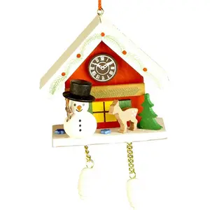 CUCKOO Christian Ulbricht Decorative Ornament - Snowman with Red Cuckoo, Christmas Home Decoration, Festive Gift (Ideal for Pairing with Deer-Themed Displays)