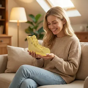 Shiny Beaded High-Top Shoe Display Statue, Living Room Bedroom Window Home Decor, Luxurious Home Decoration, Fashion Creative Gift