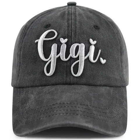 Women's Embroidered Gigi Adjustable Baseball Cap - Breathable Ball Cap with Pre-Curved Brim, All Seasons Accessory, Funny Gift for Mom for Anniversary, Retirement, Pregnancy Announcements