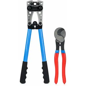iCrimp Battery Cable Lug Crimping Tool for 8, 6, 4, 2, 1, 1/0 AWG Heavy Duty Wire Lugs, Battery Cable End with Wire Shear Cutter, Crimper Tool Set