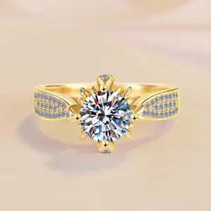 925 Sterling Silver Rose Crown Ring 1 Carat Floral Bridal Jewelry Women’s Elegant Wedding Band Anniversary Gift for Her Cubic Zirconia Ring