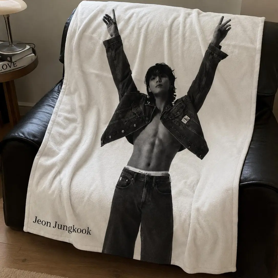 Korean Idol Inspired Fleece Blanket, Soft Plush Throw Blanket, Cozy Couch Blanket, Bedroom Decor, Gift for Music Fans