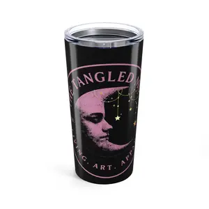 Tangled Moon Pink Tumbler 20oz - Cosmic Drinkware, Art Lover Gift, Astrology Travel Mug, Starry Night Cups, Celestial Coffee Tumbler