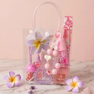 MSS Small Transparent Cosmetic Bag with Lipgloss Perfume Hair Accessories & Keychains Perfect for Snack Gifts
