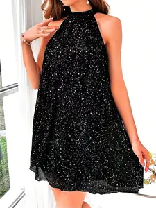 New Women's Elegant Fashion Dress, Mid-Length Casual Holiday Wear, Loose-Fitting Geometric Pattern, All Seasons Clothing