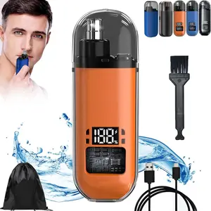Painless Nose Hair Trimmer for Men & Women, Rechargeable Waterproof Facial Hair Shaver with LED Display, Compact & Portable IPX7 Hair Clipper