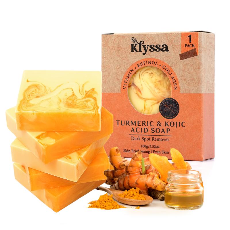 Klyssa 8 Pcs Turmeric & Kojic Acid Face & Body Cleansing Bar soap Cleanser