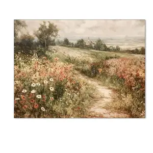 Haitunone Landscape Wildflower Wall Art Nature Botanical Floral Posters Retro Cottagecore Plant Paintings Canvas Prints for Farmhouse Living Room Wall Decor Christmas Decoration High Quality Real Pinewood Frames Vivid Colors Waterproof UV Resistant