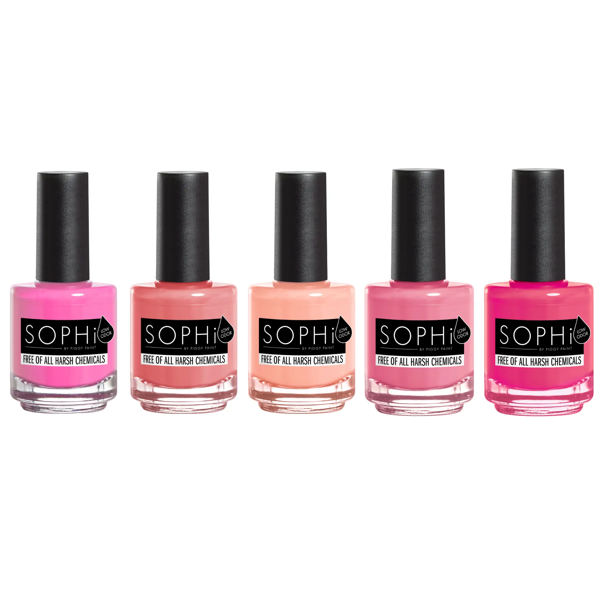 SOPHi All Things Pink - Non-toxic Nail Polish - It's a Girl Thing, Mi Amore, Peach Perfect, Made Me Blush, Bright Side Babe - 0.5 fl oz - Cruelty-free & Vegan - Durable Water-based Formula