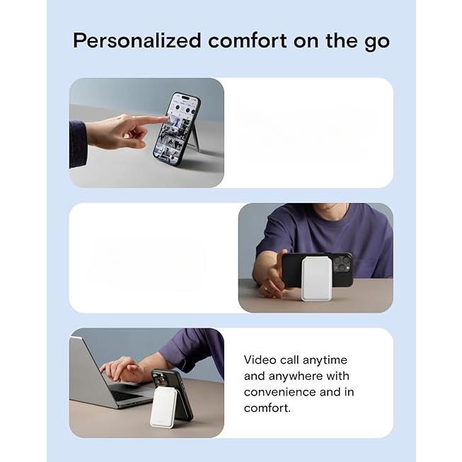 MagSafe Wallet, Card Holder Fit 1-2 Cards, Strong Magnetic Phone Stand with Angle Adjustment, Vegan Leather Phone Wallet for iPhone 17/16/15/14/13/12 Series, Orange Blank Brown White Pink