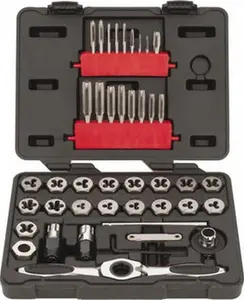 GEARWRENCH Tap & Die Set: #4-40 to 1/2-20 Taps, #4-40 to 1/2-20 Dies, NPT, UNC & UNF Carbon Steel, 1" Hex Dies, Plug, 42 Pc 3885