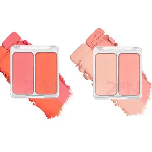 2aN Dual Cheek Color Face Blusher Duo Set (#4 Hot Living Coral, 4.5g*2) Buildable & Blendable Cheek Color, Powder Blush, Korean Beauty Peach Lavender