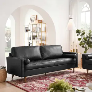 Modway Valour 81" Leather Sofa in Black Modway Valour 81" Leather Sofa in Black
