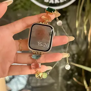 Women's Fashion Multi-Color Gemstone Metal Watch Band, Compatible with Apple Watch Series 10 9 8 7 6 5 4 3 2 1 38/40/41/42/44/45/46/49/ultra 1/2 Se