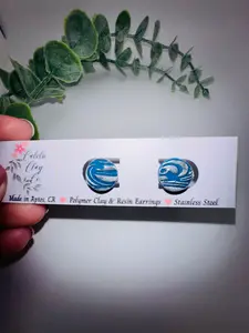Round Blue and Silver Ocean Studs