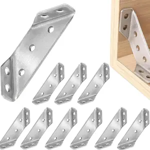 Stainless Steel Corner Brace Furniture Angle Support, Cabinet Drawer Fixing Bracket with Screws, Shelf Fixed Angle Holder, Metal Brackets