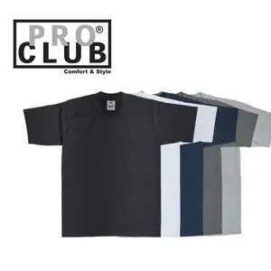 Pro Club Heavyweight Cotton Short Sleeve Crew Neck T-Shirt Top Casual Collar Classic Fabric Original Menswear Knit Oversized Polyester