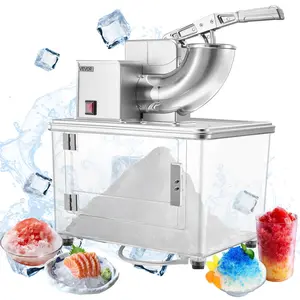 VEVOR Commercial Ice Crusher 661LBS/H, 350W Electric Snow Cone Machine with 4 Blades, 2000RPM Stainless Steel Shaved Ice Machine with 11 Gal Crushed-Ice Box, for Family Restaurants Bars, Silver
