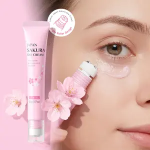 Laikou Japan Cherry Blossom 3-Head Roller Eye Cream, Eye Creme, Roll-On Design Cooling Roller Brightening Glow Boosting Moisturizing Hydrating Easy to Apply For Daily Use Improves Dull Under Eyes