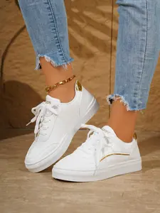 Women's Fashionable Lace Up Low Top Skate Shoes, Casual Comfortable Sports Shoes for Daily Wear, Female All-match Round Toe Shoes for Daily Wear