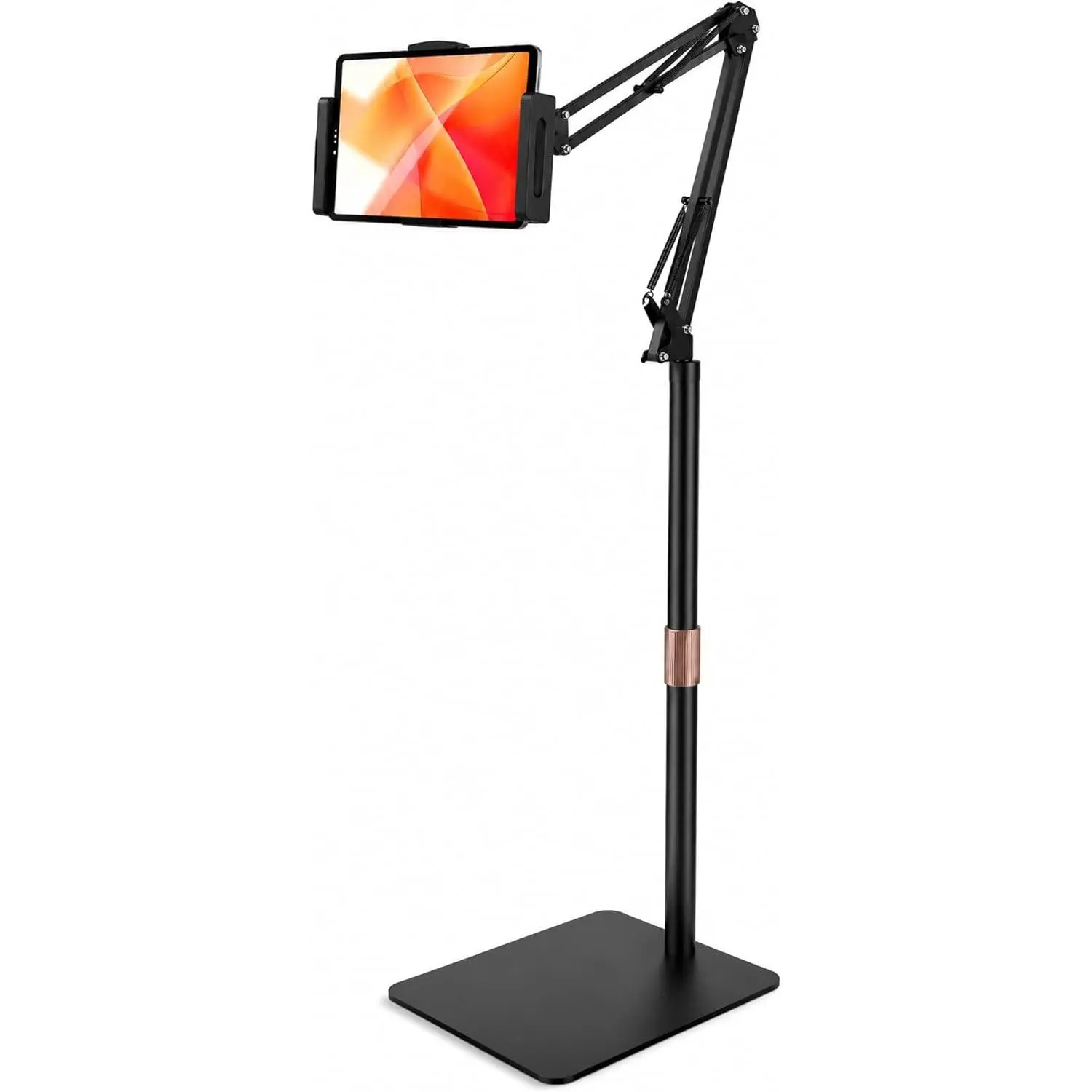 5 CORE Iron Tablet Floor Holder, 360° Rotatable, Adjustable Angle & Height, Overhead Durable Universal Stand for Bed, Phones, iPads, Samsung Tabs, Kindles (Black, Electronics Accessories, Landscape View)