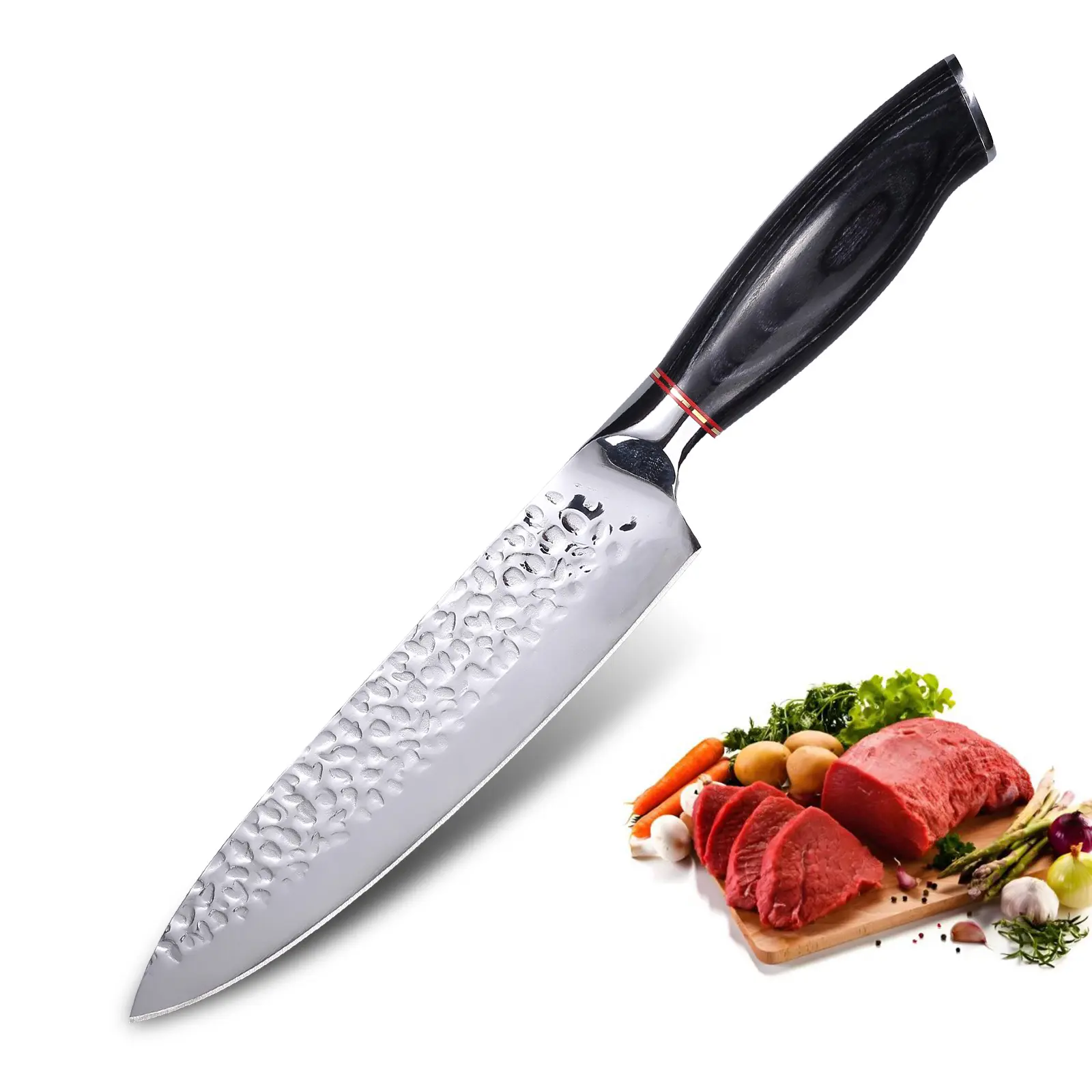 8-Inch Stainless Steel Chef Knife - Ergonomic Wood Handle Cooking Tool for Kitchen Use, Cooking Knives