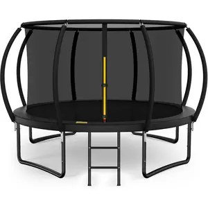 12FT 14FT  Outdoor Trampoline with Enclosure Net, Heavy Duty Yard Trampolines, ASTM Approval Recreational Trampolines for Kids and Adults
