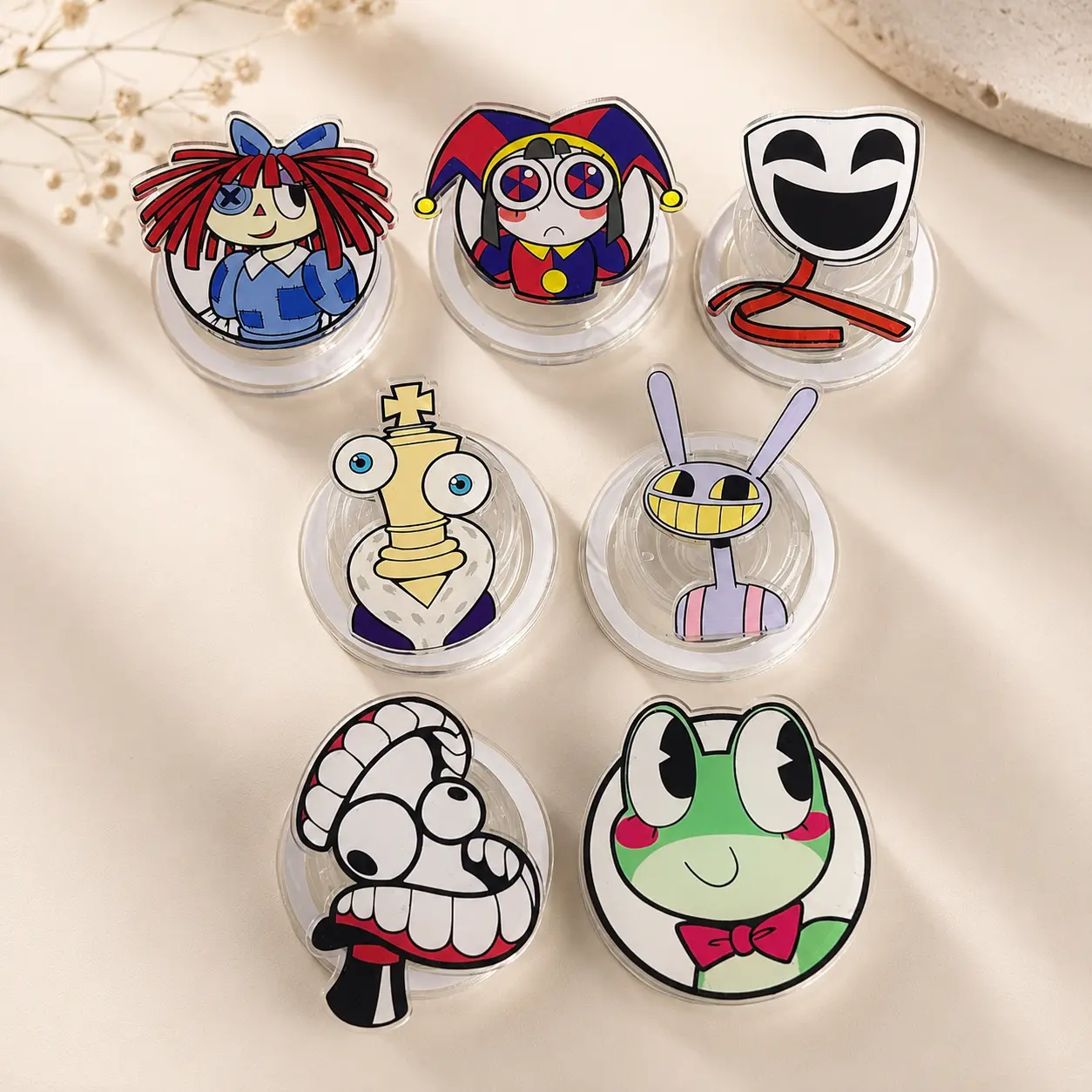 The Digital Circu Inspired Phone Grip - Circus Cartoon Inspired Phone Holder & Stand - Amazing Digital Circus Inspired Cute Fanmade Character Gift Durable Aesthetic