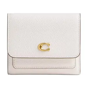 COACH Leather Wallet with Classic Logo for Women in Brass and Chalk