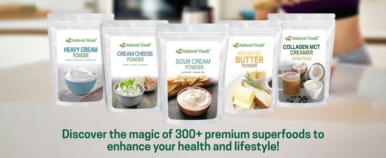 Z Natural Foods Sour Cream Powder - Creamy Low-Lactose with Probiotics, Powdered for Long Shelf Life - Easy 2:1 Mix for Baking, Toppings, Dips, Sour Cream & Onion Seasoning - Non-GMO, Gluten-Free