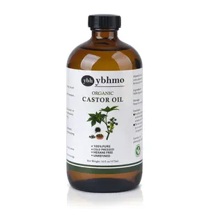 Cold Pressed Castor Oil Organic Glass Bottle(16 Fl Oz) ,100% Pure &Hexane Free, Castor Oil for Hair Growth & Care, Thicker Eyelashes & Eyebrows ,Castor oil pack & Moisturize Body Skin Haircare Comfort