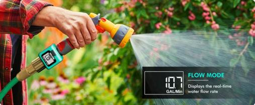 RESTMO Water Flow Meter with Brass Inlet Metal Thread, Measure Gallon/Liter Consumption and Flow Rate for Outdoor Garden Hose Watering, RV Water Tank Filling, Lawn Sprinkler and Nozzle Sprayer