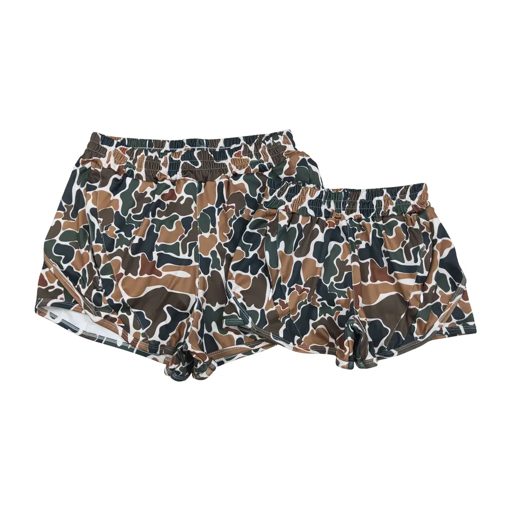 Women's Camouflage Stretchy Spandex Soft Shorts - Twin Mama & Me Fitted Bottoms, Lightweight Breathable Fabric for Yoga & Summer Beach Outfits