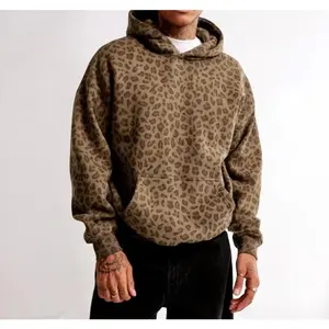 Leopard Print Hoodie |   & Cozy Cotton Blend Sweatshirt with Kangaroo Pocket Fabric Fit