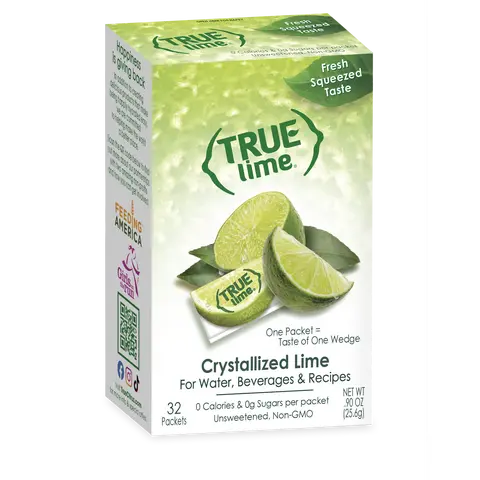 True Lime Crystallized Lime Packets | Fresh-Squeezed Taste | 0 Cal, 0 Sugar, Unsweetened | 32 Count